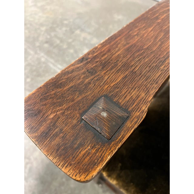 Wood Early 1900s Antique Stickley Bros. Arts & Crafts Oak Chair With Velvet Upholstery For Sale - Image 7 of 12