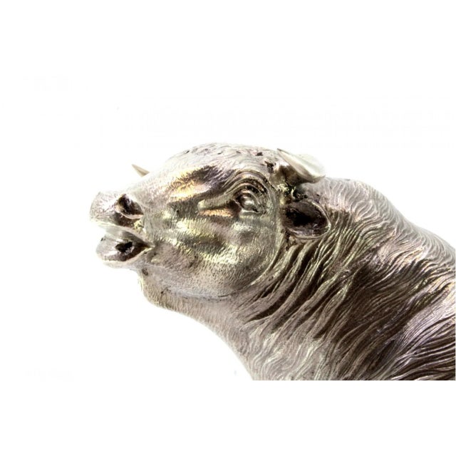 Silver Bull Sculpture with Reliefs and Applications For Sale - Image 6 of 11