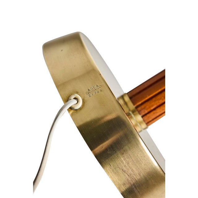 ASEA Floor Lamp in Wood and Brass by Hans Bergström for Asea, 1940s For Sale - Image 4 of 7