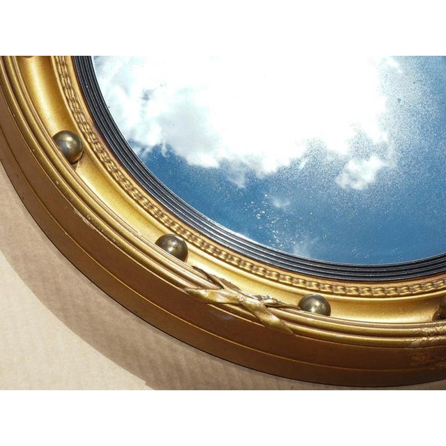 Metal Antique Convex Gilt Wood Wall Mirror, 1920s For Sale - Image 7 of 9