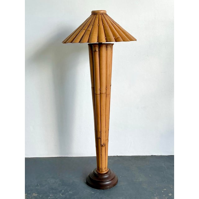 Vintage Boho Split Bamboo Floor Lamp For Sale - Image 9 of 11