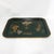 This elegant vintage rectangular tray features a deep, dark green lacquer finish and a refined gold-painted rim that...