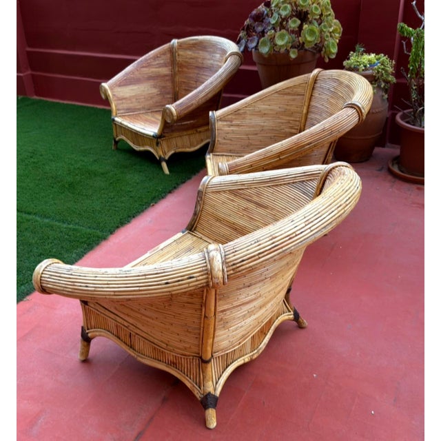 Goldenrod Sculptural Armchairs from Vivai Del Sud, Italy, 1970s. Set of 3 For Sale - Image 8 of 18
