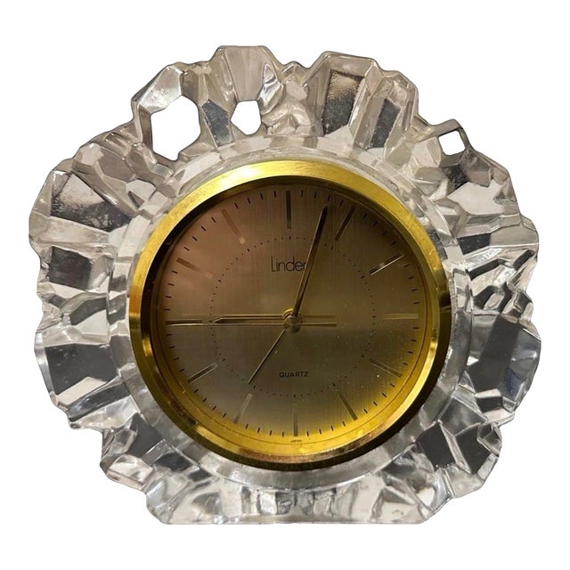 1970s Rock Crystal Linden Quartz Mantle/Alarm Clock For Sale
