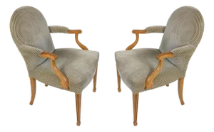 Pair of Rose Tarlow Style Upholstered Round Back Armchairs