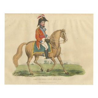 Richard Evans, Lord Hill, Lieutenant General, Riding a Pale Chestnut Horse, 1815, Engraving For Sale