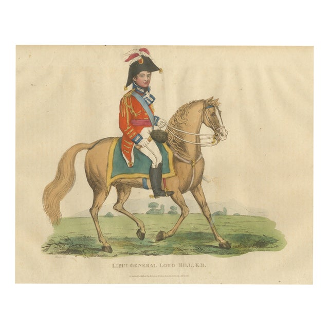 Richard Evans, Lord Hill, Lieutenant General, Riding a Pale Chestnut Horse, 1815, Engraving For Sale