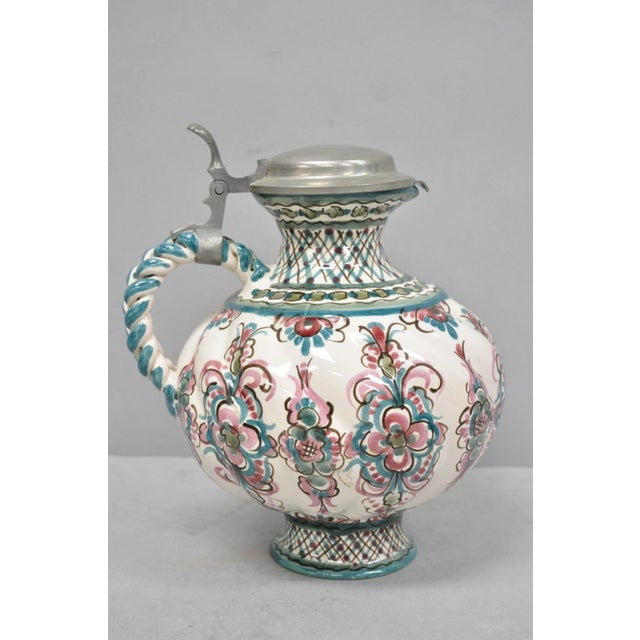 Vintage Keck Keramik Hand Painted Ceramic Pottery German Stein Wine Pitcher For Sale - Image 15 of 15