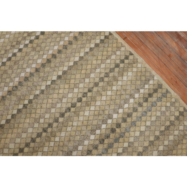 Neutral color vintage one of a kind wide Turkish Deco gallery runner with an all-over diamond motif A chic piece, circa...