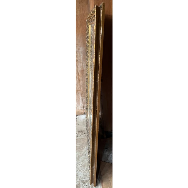 Mid 20th Century Mid 20th Century Large Baroque-Style Carved Gilt Wood Mirror — Dense Acanthus Scrollwork Frame For Sale - Image 5 of 9