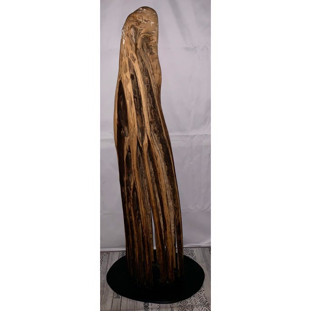 Kenzi Shiokava Late 20th Century Large 47" Signed Hand-Carved Wood Organic Brutalist Totemic Sculpture For Sale - Image 11 of 12