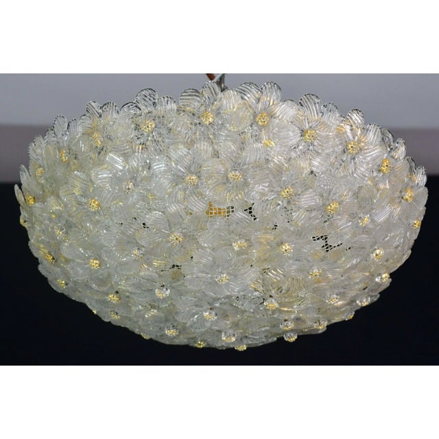 Italian Murano Ceiling Light Flower by Seguso for Venini, Italy, 1960s For Sale - Image 3 of 16