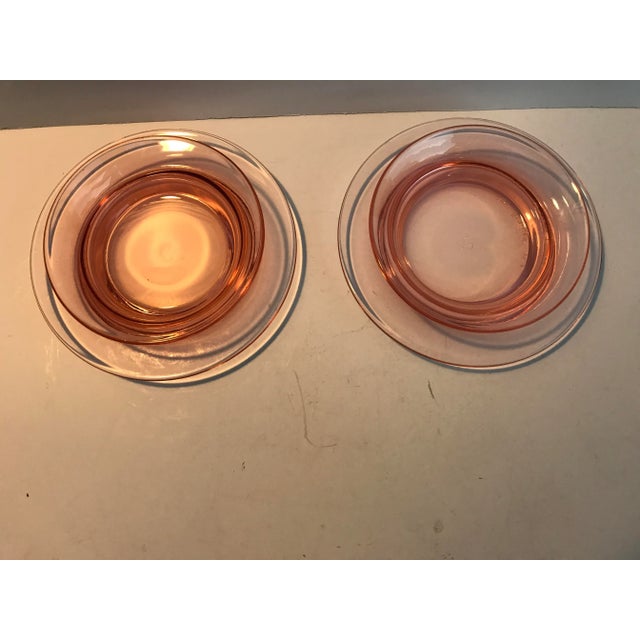 Vintage Tiffin Pink Depression Glass Bowls With Attached Plates a Pair