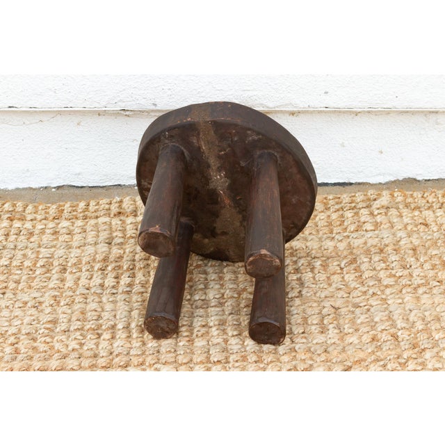 Earthy Hand-Hewn Wood Stool For Sale In Los Angeles - Image 6 of 7