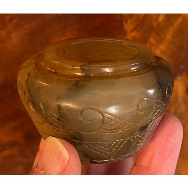 Ornamental & Decorative Materials Antique 19th Century Chinese Carved Mottled Brown Jade Scholar's Desk Object - Small Vase or Pot For Sale - Image 7 of 17