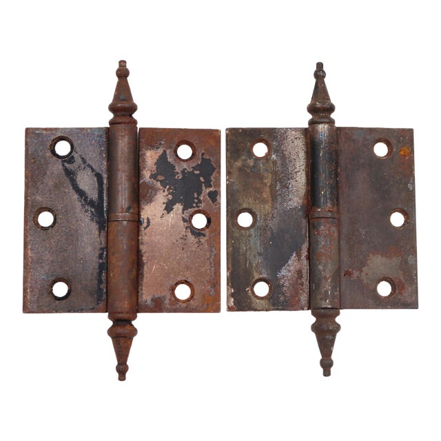 Pair of Antique 3.5 X 3.375 In. Left Cast Iron Lift Off Door Hinges For Sale