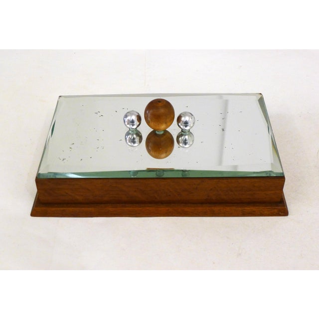 Large Art Deco modernist cigar/cigarette box, made of wood with lovely joinery and cut details (rounded corners), thick...