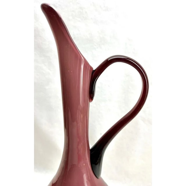 Glass Italian Empoli Murano Glass Pitcher with Handle, 1955 For Sale - Image 7 of 9