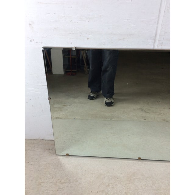 1960s Mid Century Modern Long Rectangular Wall Mirror With Beveled Edge and Brass Accents For Sale - Image 5 of 18