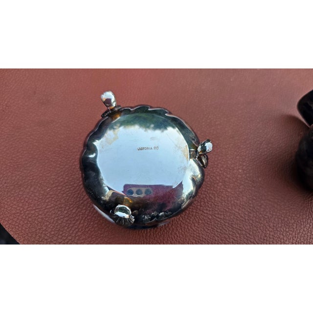 Art Deco Silver-Plated Creamer with Sugar Bowl and Tray, 1920s, Set of 3 For Sale - Image 3 of 12