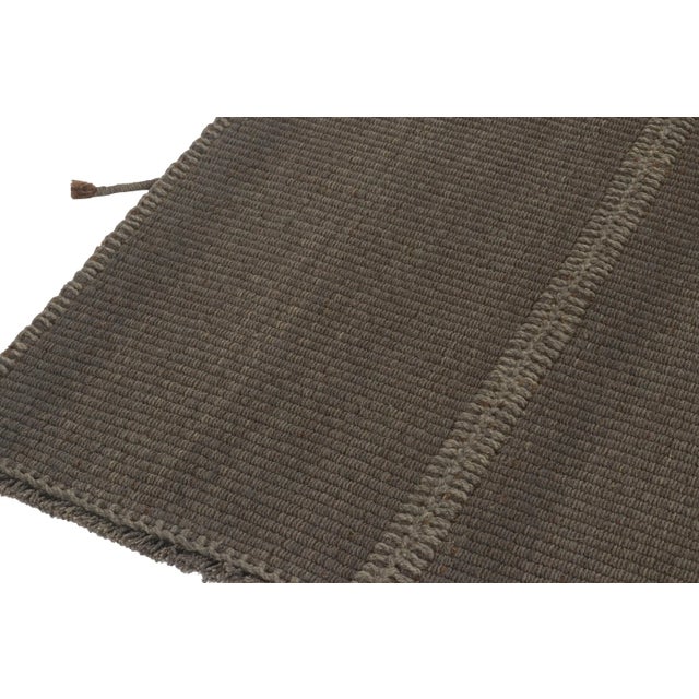 Rug & Kilim Rug & Kilim’s Contemporary Kilim in Gray With Brown Accents For Sale - Image 4 of 7