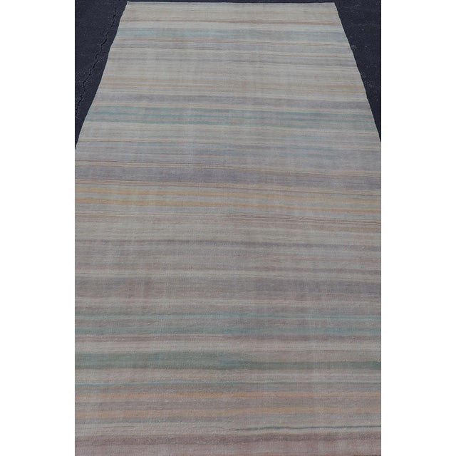 Measures: 5'5"X12'5" Vintage Turkish Kilim Gallery Runner in Soft Muted Tones 5'5"x12'5". Keivan Woven Arts/ Rug/...
