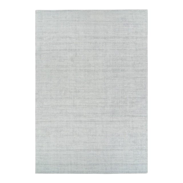 Rug & Kilim’s Oversized Textural Rug in Light Gray and Blue Tones & Striae -13x19 For Sale