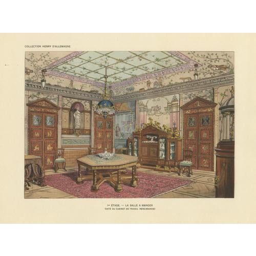 Henry-René dAllemagne, Renaissance Splendour: The Grand Dining Room, 1900s, Print For Sale - Image 3 of 11