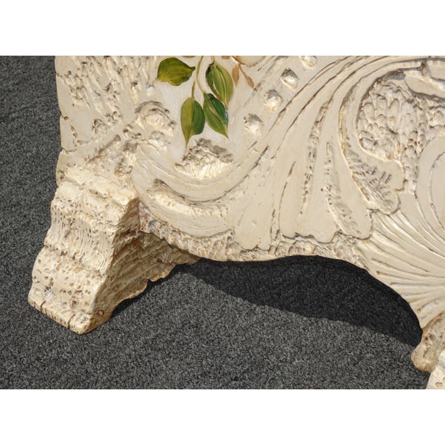 Vintage French Country White Wood Pink Floral Fireplace Screen Room Decor For Sale - Image 12 of 13