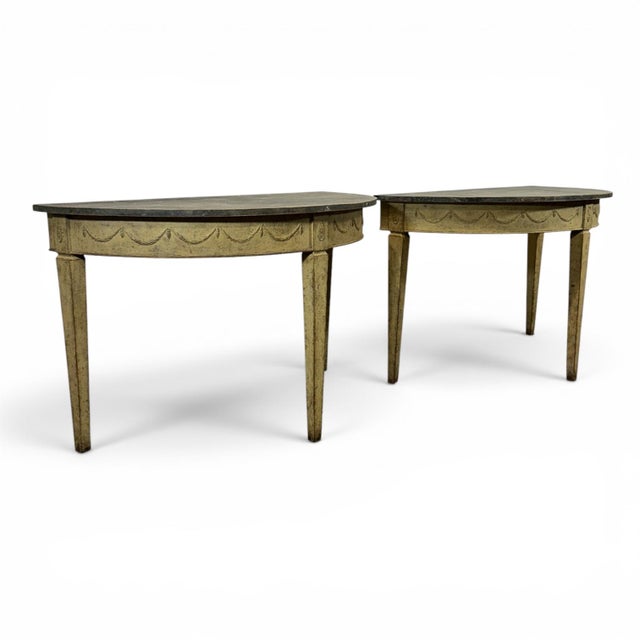 Antique Demi Lune Console Table, Set of 2 For Sale - Image 5 of 12