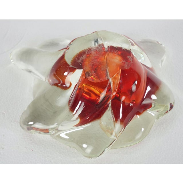 Glass Handmade Clear & Orange Glass Ashtray For Sale - Image 7 of 11