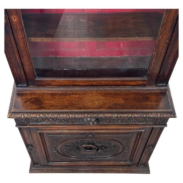 2000 - 2009 19th Century English Victorian Carved Oak Bookcase For Sale - Image 5 of 13