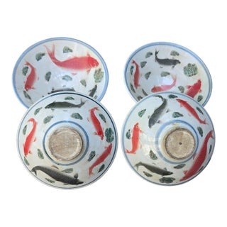 1960s Koi Fish Hand Made Bowls, Set 4 For Sale