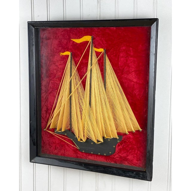 Mid-Century Modern Mid-Century Nautical Galleon Sailboat Clipper Ship String Art Shadowbox Wall Hanging - 3x3 For Sale - Image 3 of 10
