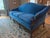 Restored Vintage Chippendale Style Camelback Sofa in Blue Velvet For Sale - Image 17 of 18