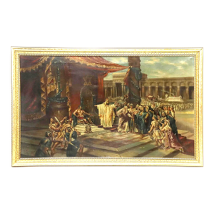 1800's Antique After Schussele King Solomon & the Iron Worker, Oil Painting