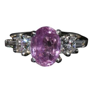 GIA Certified Natural 3.53Cts Diamond Sapphire Five Stone Platinum Ring, size 5.25