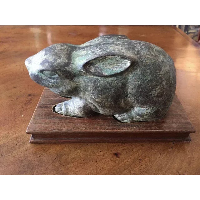 19th Century Chinese Verdigris Bronze Rabbit Figure For Sale - Image 4 of 11