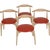 CH-20 Chairs in Beech and Red Leather by Hans Wegner, Set of 4 For Sale