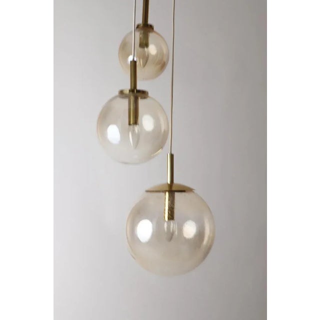Large Three Cascade Glass Balls Hanging Lamp from Glashütte Limburg For Sale - Image 11 of 11