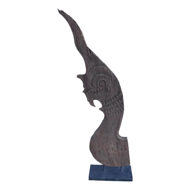 Antique Thai Naga Temple Finial on Stand For Sale