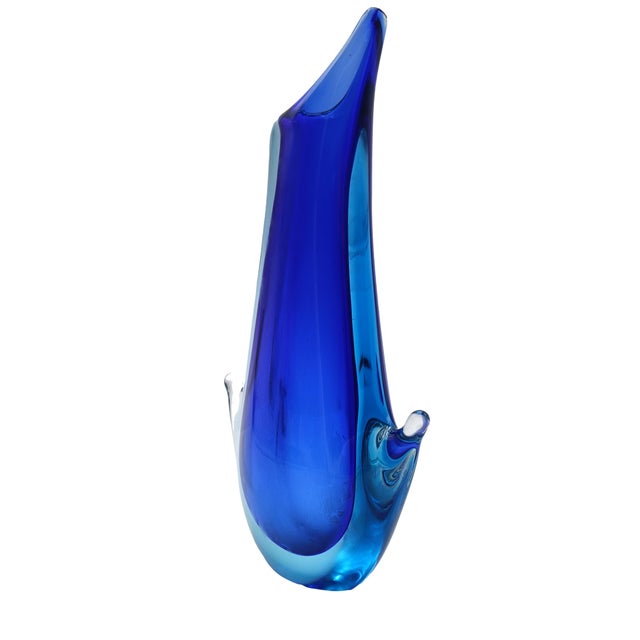 Mid-Century Modern Cobalt Blue Submerged Murano Glass Vase by Flavio Poli for Seguso, Italy, 1960s For Sale - Image 3 of 8