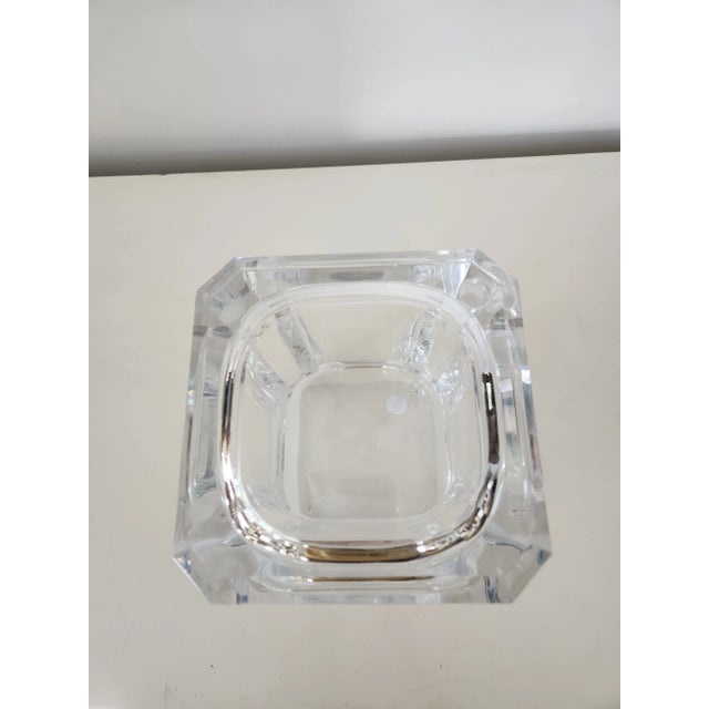 Plastic 1990s Emerald Cut Lucite Ice Bucket For Sale - Image 7 of 8