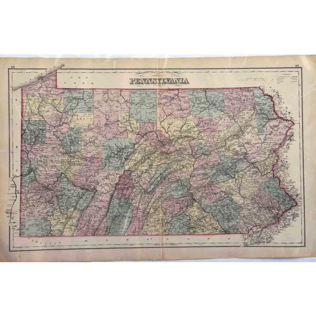 This remarkably preserved 32" x 20" antique map, titled "Map of Pennsylvania," was published by G.W. Gray & Son, a...