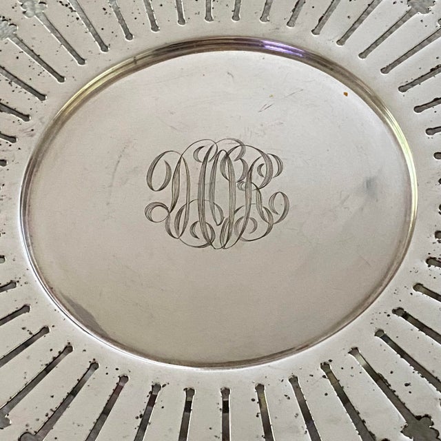 Late 19th Century Antique Silver-Plated Pierced Handled Tray Victorian Era For Sale - Image 5 of 16