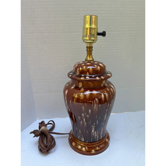 Small Glazed Ginger Jar Lamp For Sale - Image 4 of 6