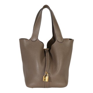 Etoupe Clemence Picotin Lock 22 GHW For Sale
