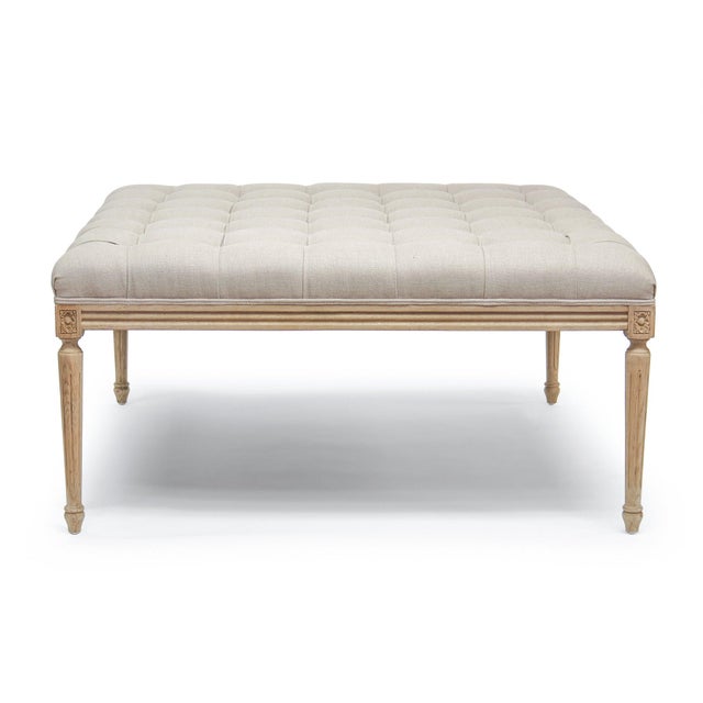 The Louis Tufted Ottoman from Zentique is a grand square ottoman inspired by Louis XVI design. The button-tufted natural...