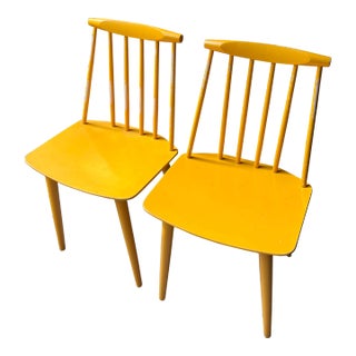 1970s Pair of Danish Yellow Mid Century Chairs- a Pair For Sale
