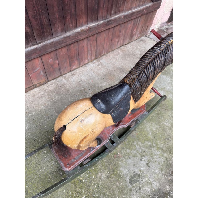 Antique Rocking Horse in Wood, 1940 For Sale - Image 11 of 18